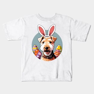 Lakeland Terrier's Easter Celebration with Bunny Ears Kids T-Shirt